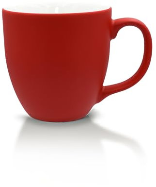 Mahlwerck Jumbotasse, große Kaffeetasse oder Teetasse aus Porzellan, Kaffee Mug mit matter Oberfläche, ca. 400 ml, brilliant red