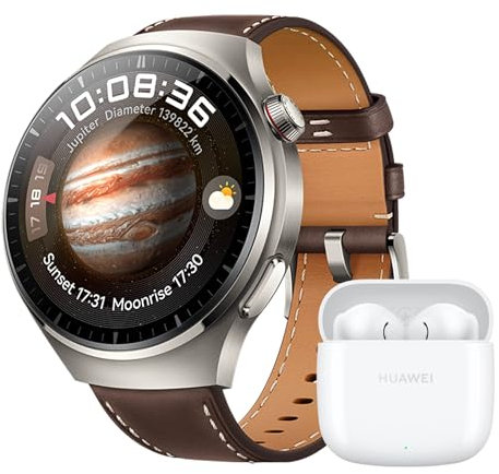 HUAWEI WATCH 4 Pro Smartwatch, Cristal curvo 3D, Controla Tu Salud, Llamadas Móviles Esim, Otras Interacciones, duración de Batería hasta 21 días, Compatible con Android e iOS, Marrón+ FreeBuds SE 2