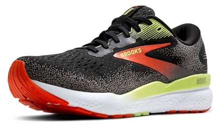 Brooks Ghost 16 GTX, Sneaker Uomo, Black/Mandarin Red/Green, 40.5 EU