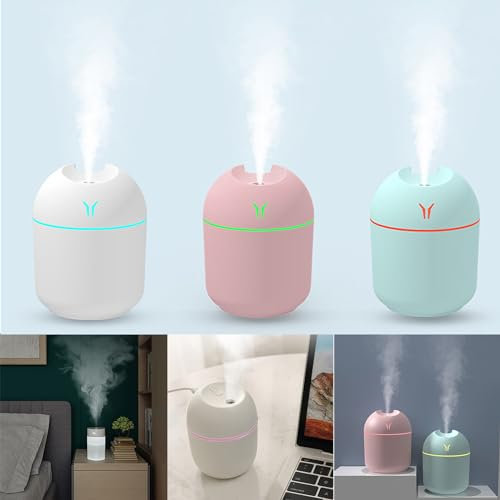 Mini Portable Humidifier for Bedroom & Car - USB Desktop Air Humidifier with Colorful Night Light & Essential Oil Diffuser