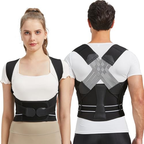 BraceTop Rücken Geradehalter Haltungskorrektur Rücken Damen und Herren, Leicht Atmungsaktiv Bandage Rückenstütze Schultergurt, Rückenstützgürtel