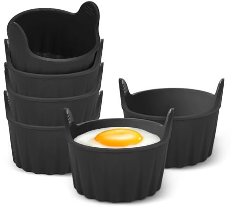 6PCS Ramekins for Air Fryer, Food Grade Silicone Egg Poacher Cups Air Fryer Accessories Poached Egg Moulds for AirFryer, Microwave and Oven