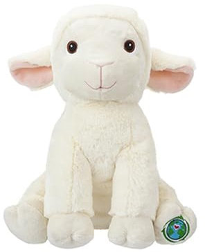 PMS 443214 Your Planet Eco Plüsch-Lamm, Weiß, 28 cm (1 Stück) - Entzückendes und kuscheliges, handgefertigtes Spielzeug für Kinder, Mehrfarbig