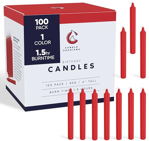 Candle Charisma 100 Orange Spell Candles - 4 Unscented Paraffin Chime Candles, Smokeless & Dripless, Colored Candles, Long Burn Time 0.43 Thick Taper Candles for Rituals,Birthdays and Parties