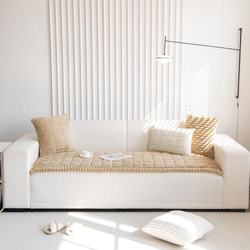 TOPCHANCES Sofa Überzug,2024 Neue Verdickter Cordstoff Universelle rutschfeste Sofabezug 2/3/4 Sitzer Für L Form Eckcouch Waschbar Sofabezug Hund Katze Kratzschut(Cord Braun,70×150cm 1 Stück)