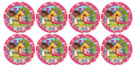 ALMACENESADAN, 5121 Confezione Festa Compleanno; Confezione 8 Piatti in Cartone 23 cm; Licenza (Doctora Giocattoli)