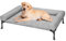 Veehoo Hundeliege Outdoor, ErhöHtes Hundebett Hundeliege Outdoor Grosse Hunde mit Abnehmbarem Bloster und Atmungsaktivem Teslin-Netz für Innen und Außen, Schwarz Silber 107 x 76 x 18 cm
