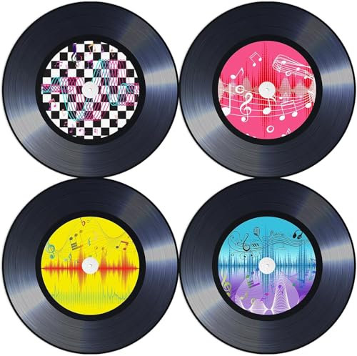 60 tovagliette di Carta Rotonde, tovagliette di Carta Dischi in Vinile, tovagliette di Carta Rotondi Vintage, Ø 34 cm, Decorazione da tavola Anni '50 per Bar, Feste, Rock, Feste Musicali