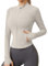 IECCP Ladies Tops Women Activewear Gym Running T-Shirts Long Sleeve Sport Fitness Workout Clothes Shirts & Tees Ivory Grey XS