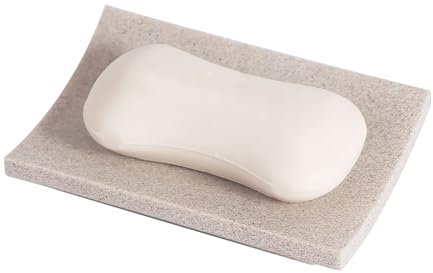 IMEEA Seifenschale Harz Seifenhalter rutschfest Seifenablage Rechteckig für Badezimmer Dusche Waschbecken Küche (Beige)