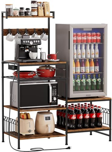 Portin Fridge Cabinet - Bar Cabinet with Fridge, Coffee Bar with Mini Fridge Space, Microwave Stand with Storage Cabinet - Kitchen Shelf