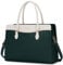 RAINSMORE Handtasche Damen Shopper Tasche Damen Groß Arbeitstasche Laptoptasche Damen 15.6 Zoll PU Leder Wasserdicht Aktentasche für Business Arbeit Dunkelgrün und Weiß