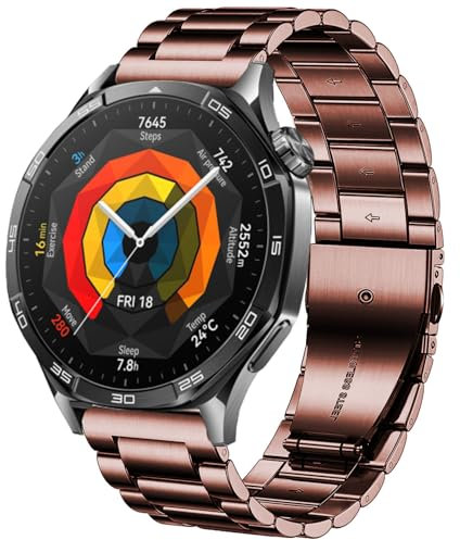 DEALELE Bracelet compatible avec Samsung Galaxy Watch 46 mm/Galaxy 3 45 mm, 22 mm, en acier inoxydable pour Huawei Watch GT5/GT5 Pro/4/4 Pro/GT4/3/3 Pro/GT3 46 mm, bronze