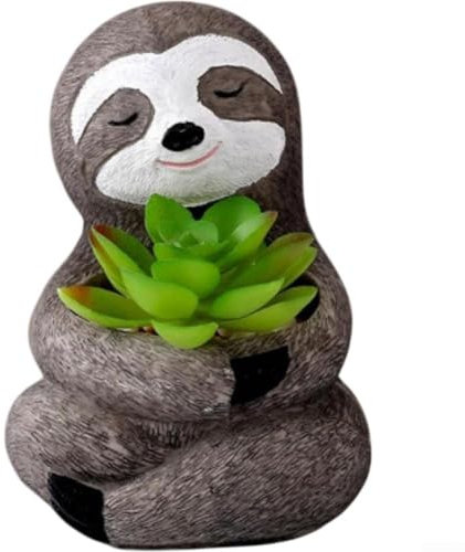 Vilgftyiet Faultier-Sukkulenten-Pflanze, charmanter Faultier-Pflanzenhalter, Sukkulententententopf, Faultier-Blumentopf, dekoratives Schreibtisch-Ornament, Heimgartendekoration (grau)