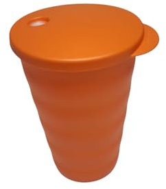 Tupperware Vaso con pajita, vaso de plástico, 500 ml, 500 ml, color naranja