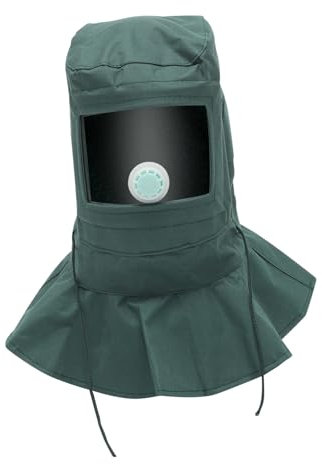 HOUDERCO Sand Hood Mask Sandblasting Face Mask with Breathing Valves Screen Design Lightweight Pc Oxford Cloth Shawl for Fertilizer Plants and Cement Factories 19.26X11.79X11.79Inch