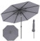 GOPLUS Parasol de Jardin Exterieur 3M, Grand Parasol Inclinable de 25° avec Manivelle, 8 Baleines Renforcés, Anti-UV, pour Terrasse Plage Balcon Patio, sans Base (Gris)