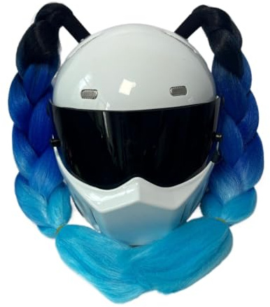 YKAFADE 1 Paar Motorrad Helm Zöpfe Motorrad Helm Pferdeschwanz Dekoration Dekorative Perücke mit Saugnapf Gradient Pferdeschwanz Perücke Helm Haar Perücke für Motorrad Fahrrad Haarschmuck für Frauen