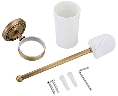 Porte-brosse de toilette mural en laiton avec tasse en céramique