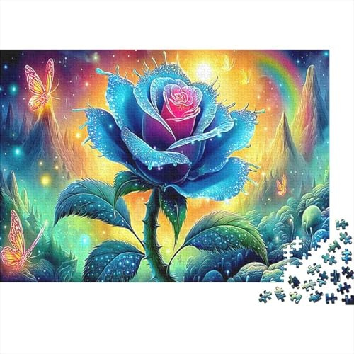 Rainbow Rose Fantasy 1000 Pieces Classic Jigsaw Puzzle for Adults & Kids Recycled Paper Rainbow Rose Vibrant Art Home Decor Wall Art Boxing Day Gift Educational Jigsaw Game 70x50cm/1000pcs