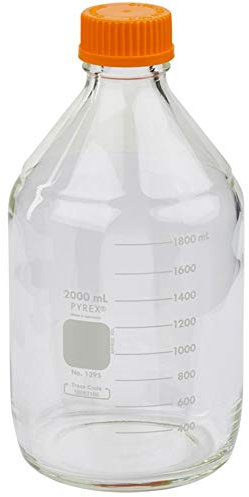 Pyrex 1395-2LCNEa 2L Round Media Storage Bottles, with GL45 Screw Cap, E, Glass
