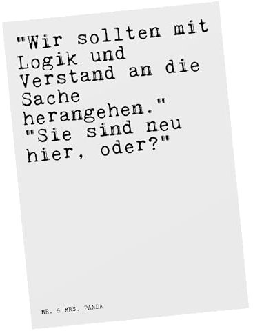 Mr. & Mrs. Panda Geburtstagskarte Wir sollten mit Logik... - Geschenk, Spruch Sprüche Weisheiten Zitate Lustig Weisheit Worte, Einladungskarte, Büro, Arbeitskollegin, Karten, postkarten, Postkarte