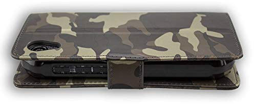 caseroxx Bookstyle Handytasche für Cat S41 in Camouflage – Klapphülle aus Kunstleder mit Kreditkartenfächern, Magnetverschluss, Standfunktion & Rundumschutz für Display und Gehäuse
