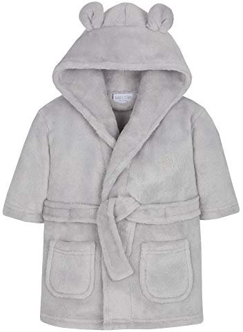 BabyTown Baby Boys & Girls Soft Plush Fleece Dressing Gown Grey 18-24 Months