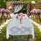 Awtlife 60 x 118 nappes en Dentelle Blanche Classique pour Mariages décor Douche Rose Vintage Coureur brodé Superposition 150 x300cm
