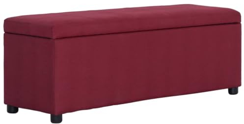vidaXL Bank mit Staufach Sitzbank Sitzhocker Sitztruhe Flurbank Truhenbank Aufbewahrungsbox Truhe Spielzeugkiste Polsterbank 116cm Weinrot Polyester