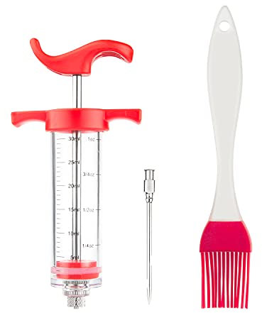 Fleisch-Injektor-Set, Marinadenspritze aus Kunststoff mit aufschraubbarer Fleischnadel, Truthahn-Injektor für Rindfleisch, Huhn, Grill, Kochen