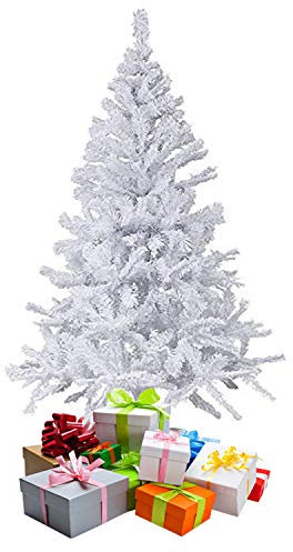 FineHome - Albero di Natale artificiale, 120-150-180 cm, con supporto, colore: bianco, dimensioni: 120 cm