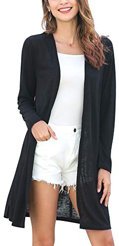 MessBebe Gilet Femme Long Devant Ouvert Léger Kimono Gilet Veste Cardigan Tricoté Manche Longue Printemps L'automne