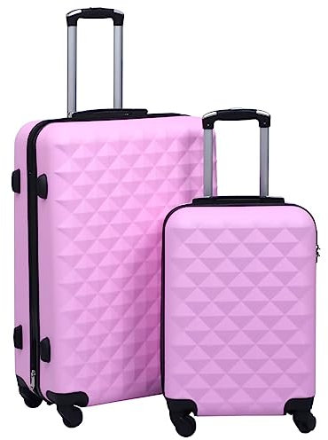 vidaXL Hartschale Trolley Set 2-TLG. 4 360-Grad-Rollen Hartschalenkoffer Reisekoffer Koffer Kofferset Handgepäck Bordgepäck Reise Rosa ABS