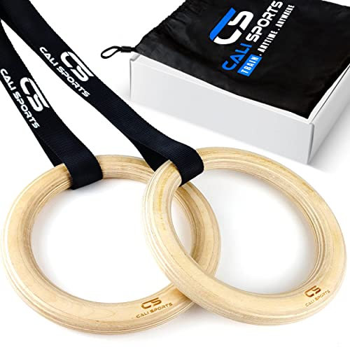 CALI SPORTS Wooden Gymnastic Rings, Calisthenics Equipment, Olympic Ring, Gymnastics equipment for home (32mm)