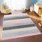 TAPISO Lazur Teppich Kinderteppich Kurzflor Streifen Grau Creme Rosa Jugendzimmer Kinderzimmer Modern Design ÖKOTEX 300 x 400 cm