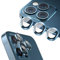 qichenlu 6 Stück・2 Sets Kamera Linsen Glas mit Aluminium Rand kompatibel mit iPhone 12 Pro,Einzeln Linsenabdeckung Metall Rahmen (Blau) Hinten Kamera Schutzfolie