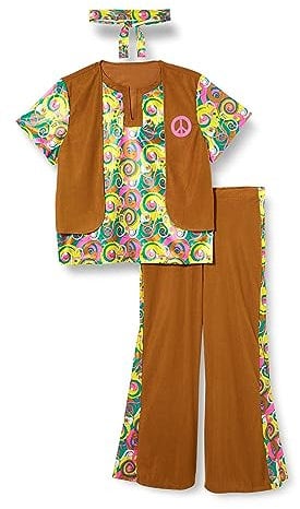 amscan 9906997 - Men's 1960's Psychedelic Hippy Man Adults Fancy Dress Costume Size: Large