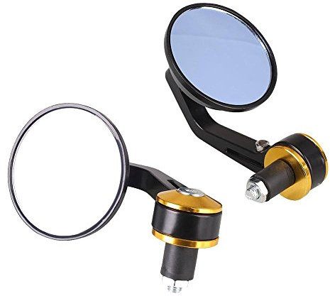 Fahrrad Spiegel Lenker 1 Paar 7/8 22 mm Runder Aluminiumrad Rückansicht Spiegelgriff Barende für Fahrrad 22 mm Lenker Fahrrad RüCkspiegel (Color : Gold)
