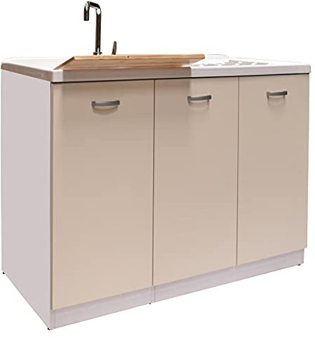 Yellowshop. - Mobile lavatoio porta lavatrice Dx o Sx 3 ante cm 124x60 fondo in alluminio mod. SFERA 2 avana (Versione Dx)