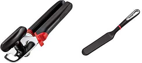 Tefal K2070514 Ingenio Ouvre-Boîte de conserve ustensile de cuisine noir et rouge avec anneau en silicone malin & INGENIO ACCESSOIRES Spatule à crêpes