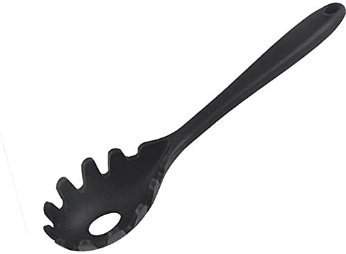 Servidor de espagueti de silicona - Tenedor de pasta - Longitud 28,5 cm (negro)