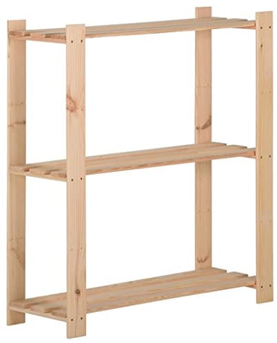 vidaXL Kiefernholz Massiv Lagerregal mit 3 Böden Standregal Haushaltsregal Küchenregal Holzregal Kellerregal Schwerlastregal Regal 80x28,5x90cm