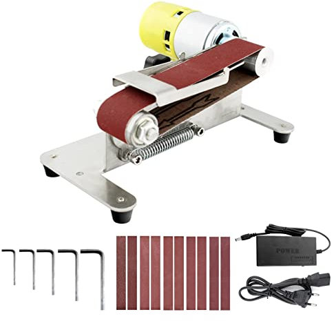 Mini Belt Electric Sander, Polishing Grinding Machine, DIY Bench Sanding Belts Machine, Knife Apex Edge Sharpener, Mini Belt Grinder Sander with 10 Belts for Wood Acrylic Metal,100W