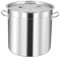 MOOTACO Stainless Steel Stock Pot with Fitted Cover,Tri-Ply Composite Bottom, Silver (17-50L) (36 Litre with Lid)