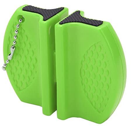 Pocket Knife Sharpener, Double Flute Design Portable Mini Knife Sharpener Comfortable Grip with Hook Chain for Meat Cleavers