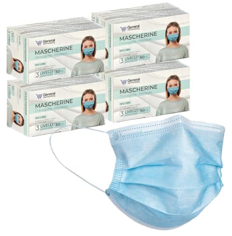 general merchandising 200 STÜCKE OP-Masken Hellblau CE-zertifizierte | HellBlau OP-Maske medizinische