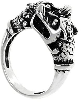Windalf Nordic Vikings-Ring ODINS WÖLFE 12 mm Krafttier Wolf Silberring Nordisch Mythologie 925 Sterlingsilber (Sterlingsilber, 19)