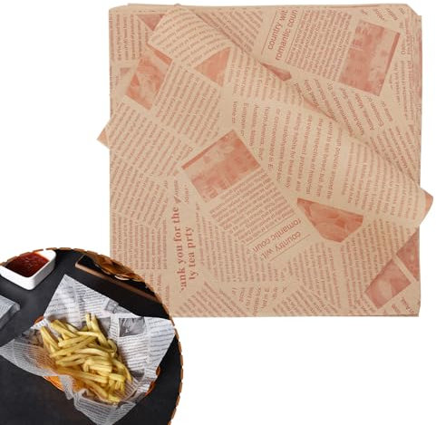 La Llareta Brotpapier 100 Blatt, 25 * 25cm Käsepapier, Wasserdicht und Öl, Nicht Klebrig, Wachspapier für Lebensmittel, Butter, Käse, Sandwich, Burger, Pommes