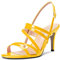 Castamere Donna Medio Tacco Heel Aperte sulla Punta Slingback Sandali Cinturino alla Caviglia Sexy da Matrimonio Feste 8.5 CM Heels Giallo Verniciata 35 EU
